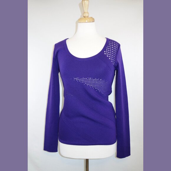 Versace Purple Scoop Neck Wool Sweater - Size 42 - Picture 1 of 13